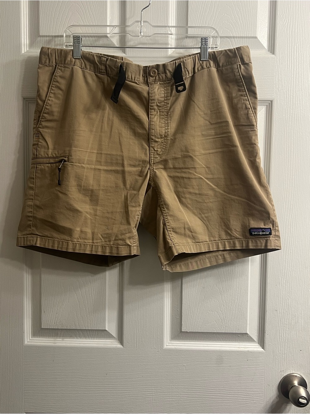 Patagonia Men’s Khaki Hybrid Shorts with Black Drawcord